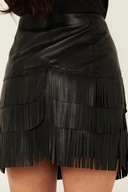 Idyllwind Women | Irene Fringe Faux Leather Skirt