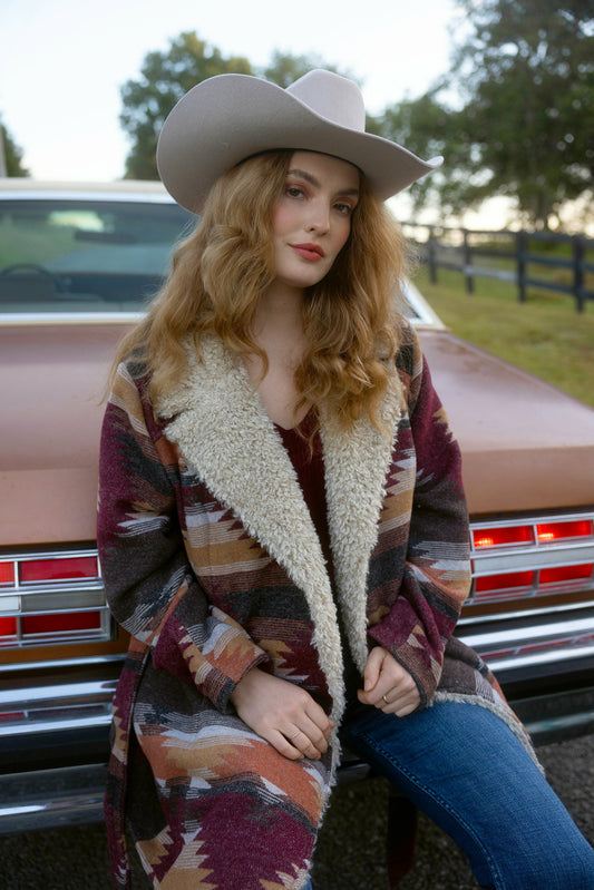 Idyllwind Women | Lynn Southwestern Print Faux Fur Collar Shacket