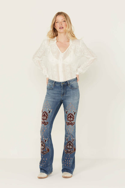 Idyllwind Women | Briley Medium Wash Mid Rise Embellished Stretch Bootcut Jeans