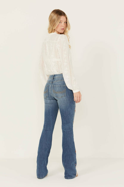 Idyllwind Women | Briley Medium Wash Mid Rise Embellished Stretch Bootcut Jeans
