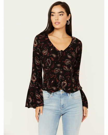 Idyllwind Women | Tara Tie Front Bell Sleeve Blouse