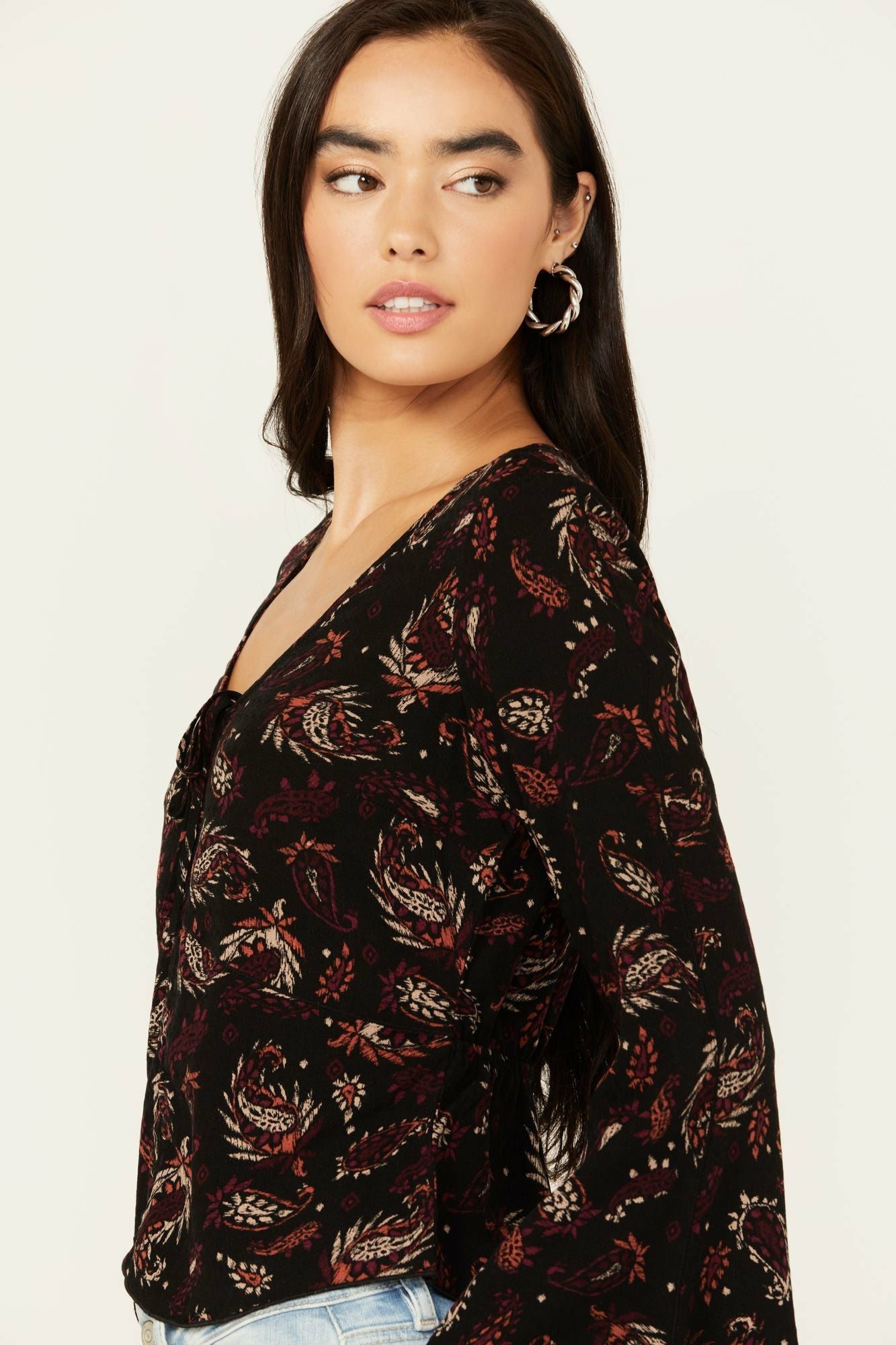 Idyllwind Women | Tara Tie Front Bell Sleeve Blouse