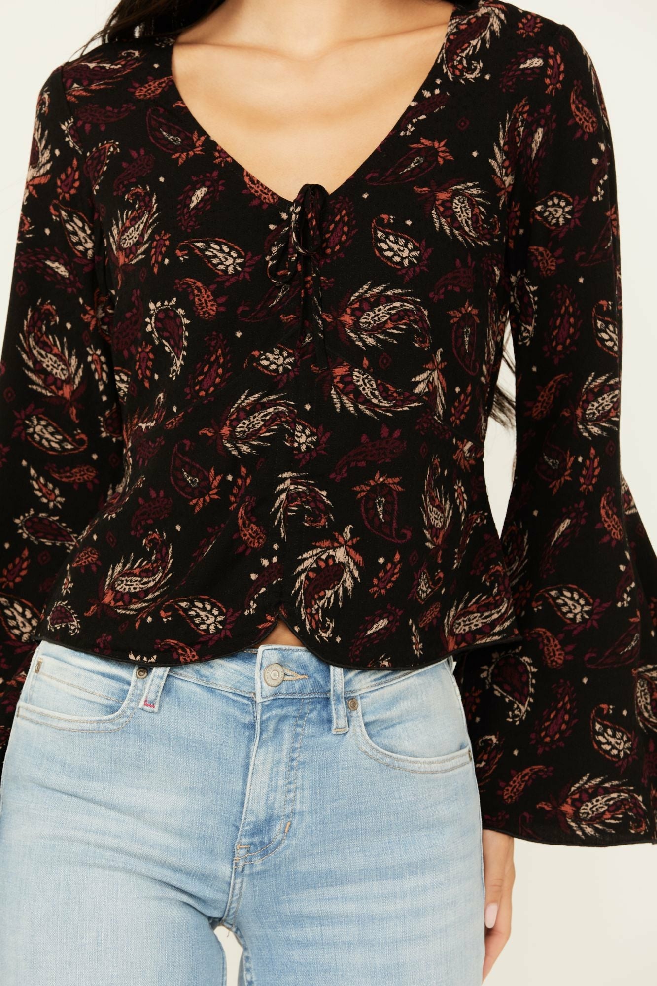 Idyllwind Women | Tara Tie Front Bell Sleeve Blouse