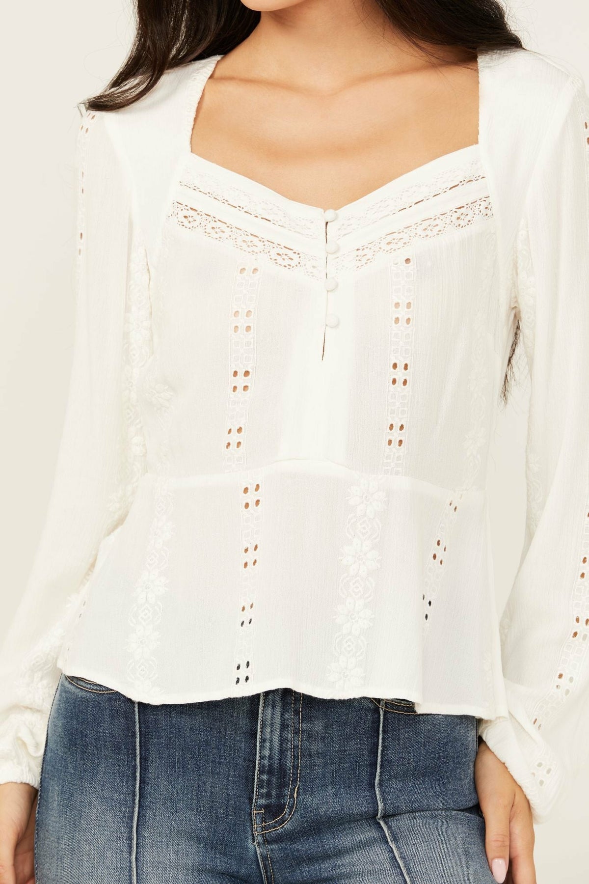 Idyllwind Women | Teel Eyelet Keyhole Blouse