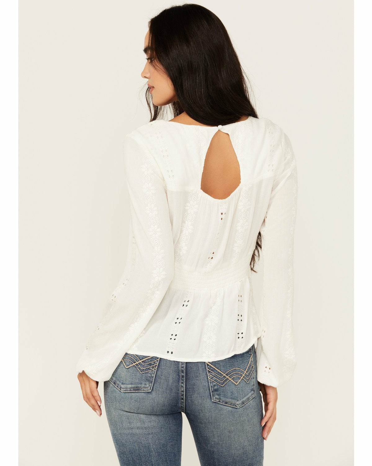 Idyllwind Women | Teel Eyelet Keyhole Blouse