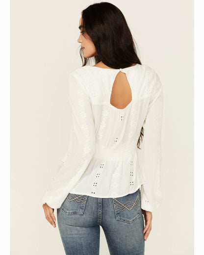 Idyllwind Women | Teel Eyelet Keyhole Blouse