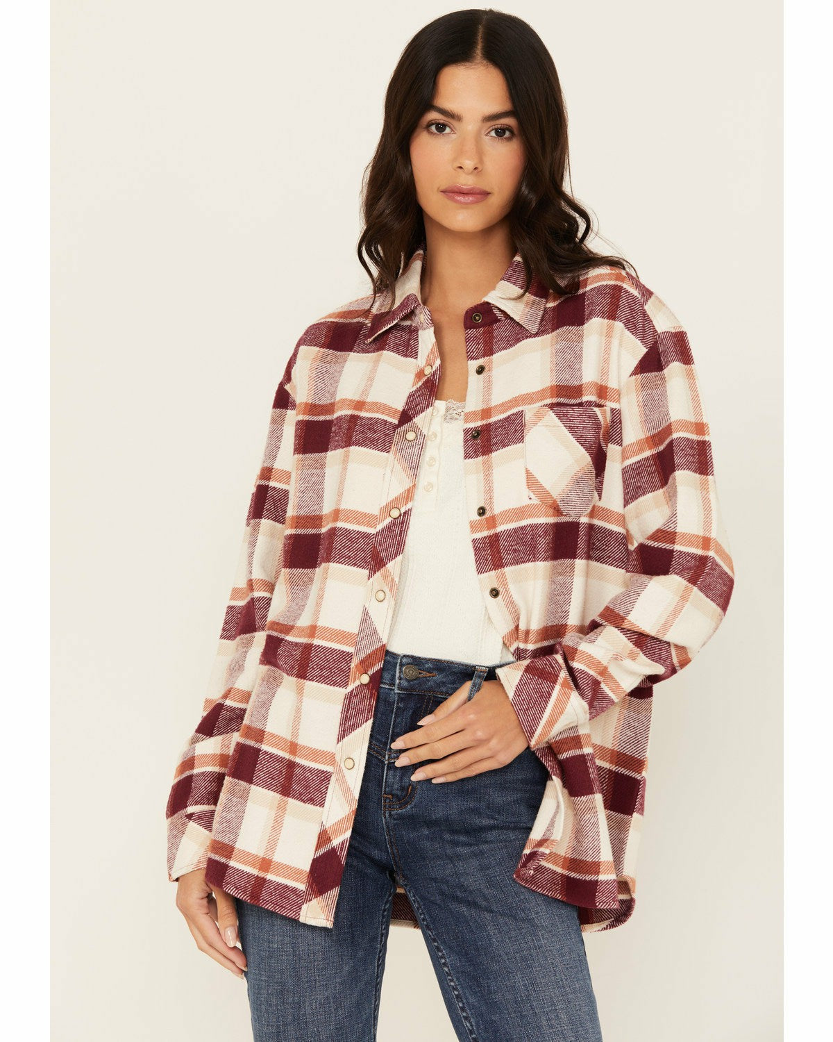Idyllwind Women | Rendon Plaid Print Long Sleeve Snap Flannel