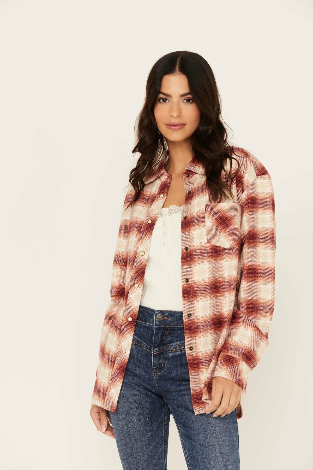 Idyllwind Women | Roby Plaid Print Long Sleeve Snap Shirt