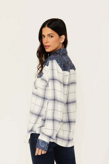 Idyllwind Women | Ethel Featherlight Plaid Print Long Sleeve Pearl Snap Western Shirt