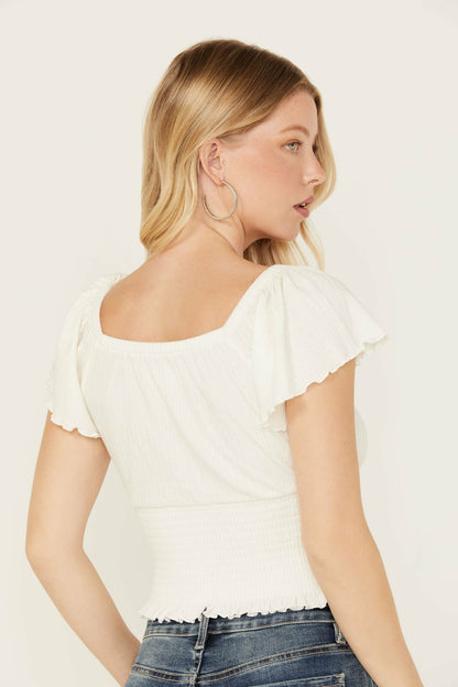 Idyllwind Women | Pointe Flutter Sleeve Smocked Top