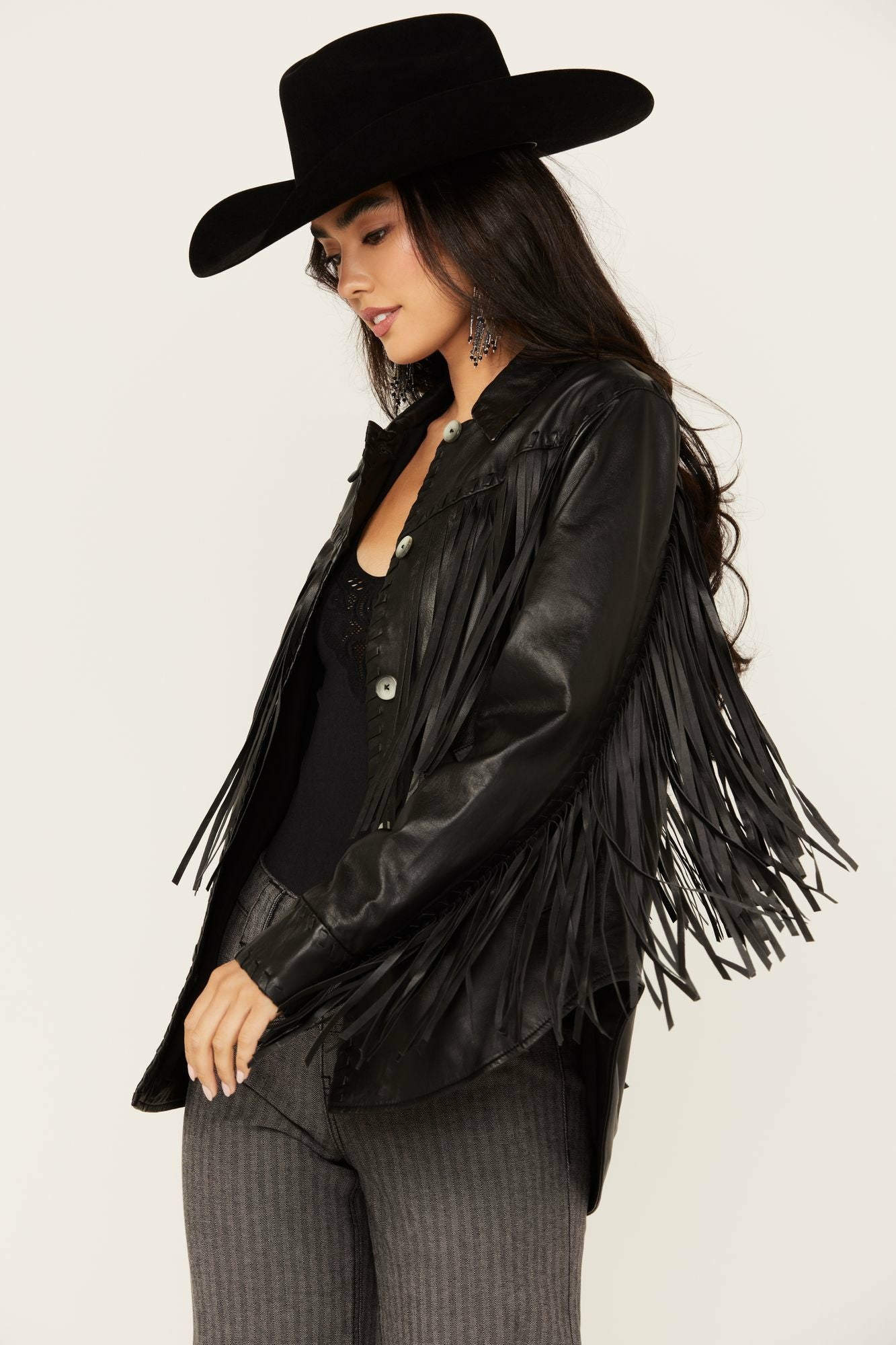 Idyllwind Women | Amburn Leather Fringe Shacket