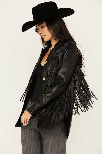 Idyllwind Women | Amburn Leather Fringe Shacket