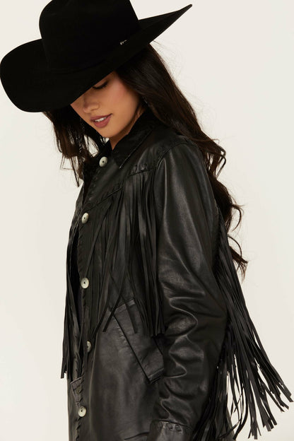 Idyllwind Women | Amburn Leather Fringe Shacket