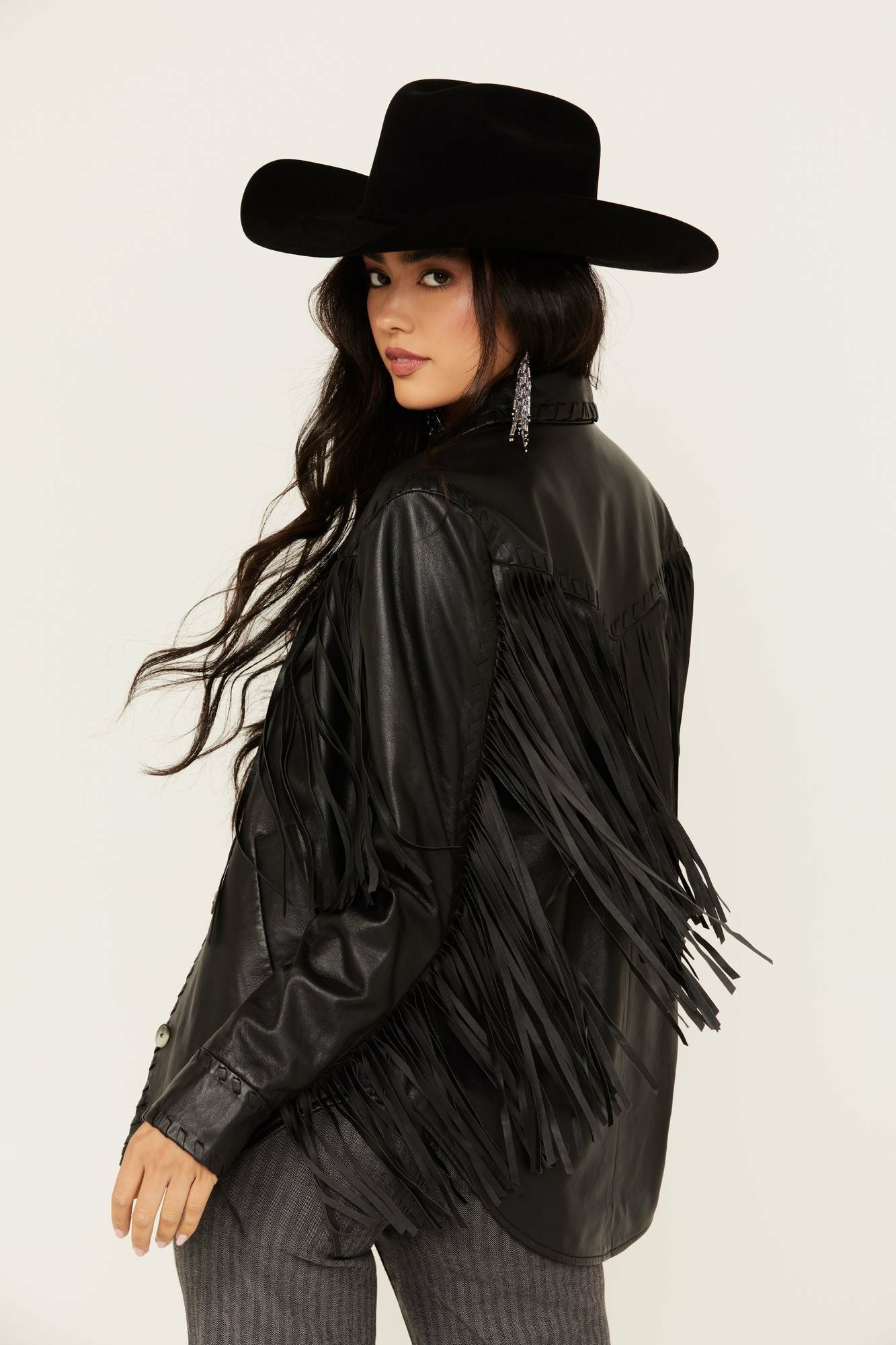 Idyllwind Women | Amburn Leather Fringe Shacket