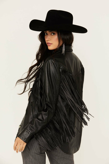 Idyllwind Women | Amburn Leather Fringe Shacket
