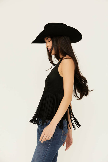 Idyllwind Women | Pennington Faux Suede Twisted Fringe Top