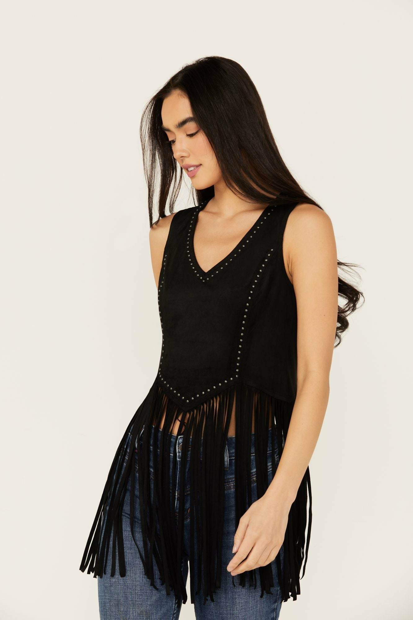 Idyllwind Women | Monticello Fringe Faux Suede Studded Tank