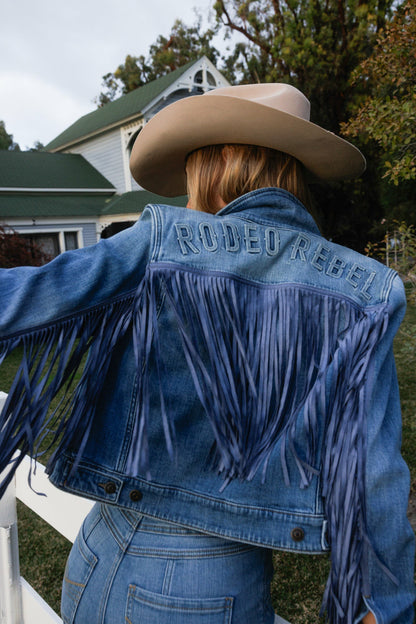 Idyllwind Women | Rodeo Rebel Embossed Fringe Trucker Jacket