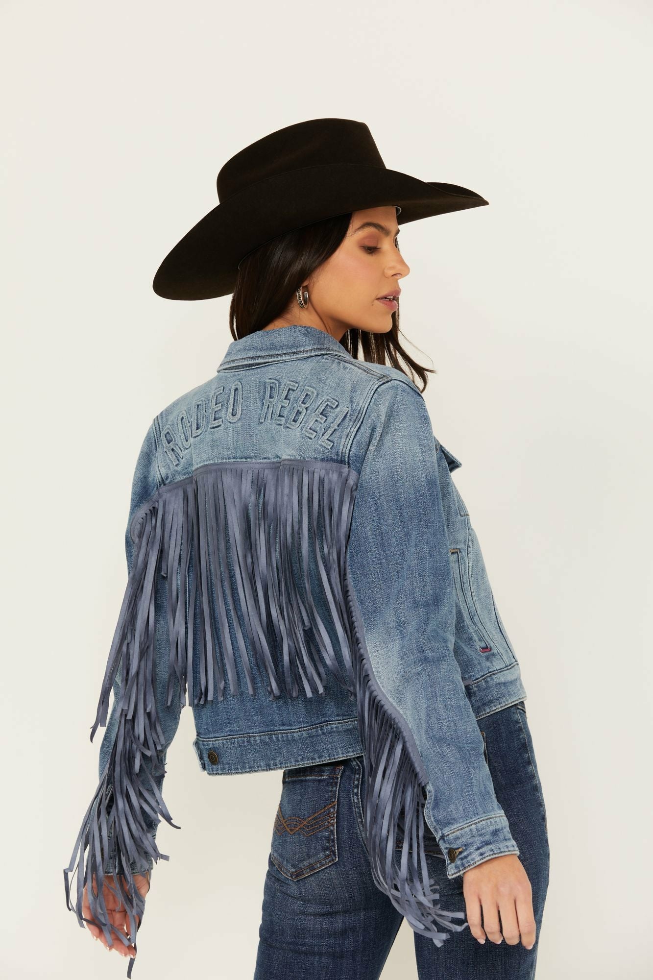 Idyllwind Women | Rodeo Rebel Embossed Fringe Trucker Jacket