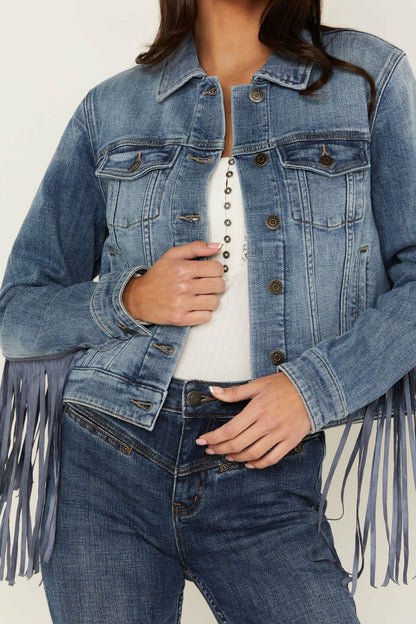 Idyllwind Women | Rodeo Rebel Embossed Fringe Trucker Jacket