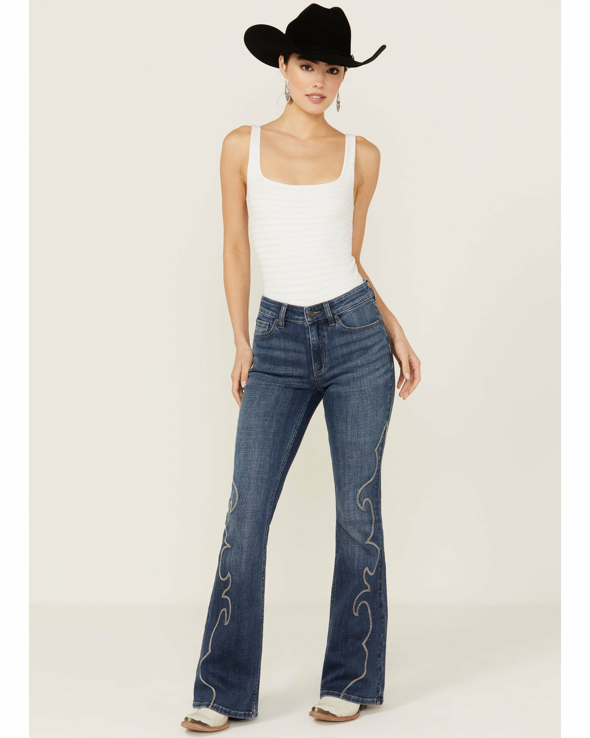 Idyllwind Women | Dark Wash Rebel Western Embroidered Mid Rise Stretch Denim Jeans