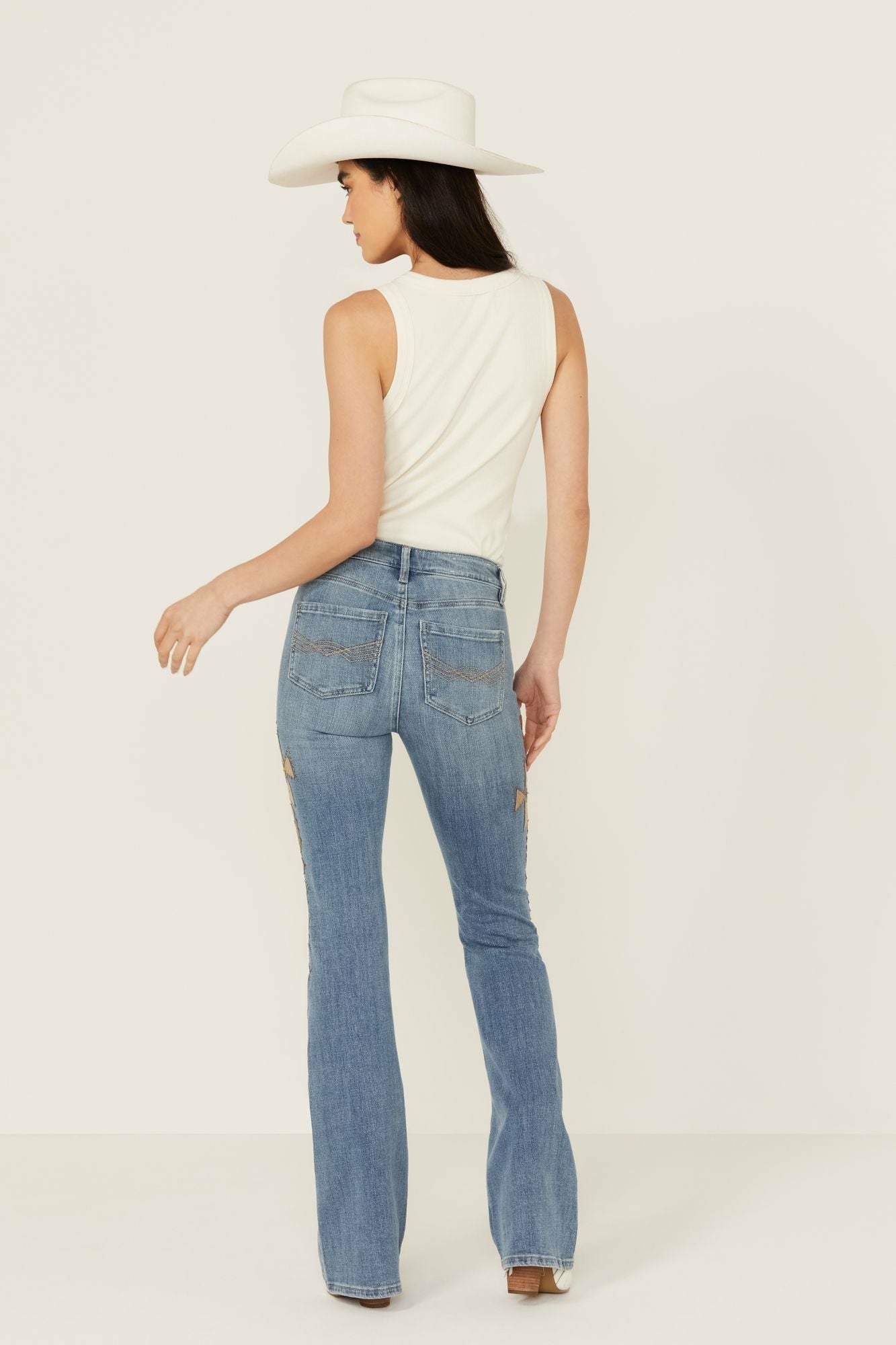 Idyllwind Women | Ellis Medium Wash Gypsy High Rise Faux Suede Embellished Bootcut Comfort Stretch Denim Jeans