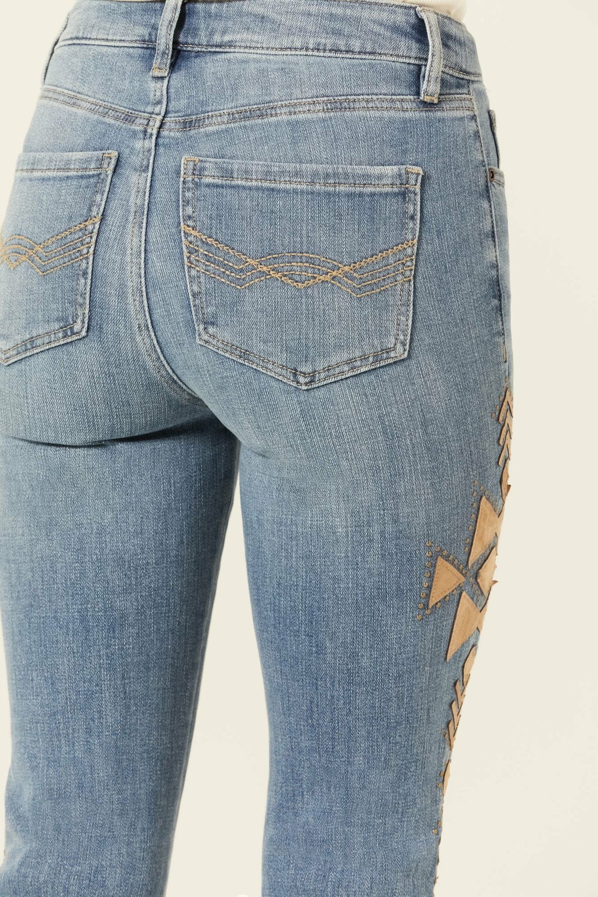 Idyllwind Women | Ellis Medium Wash Gypsy High Rise Faux Suede Embellished Bootcut Comfort Stretch Denim Jeans