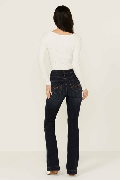 Idyllwind Women | Regent Dark Wash Gypsy High Rise Seamed Bootcut Comfort Stretch Denim Jeans