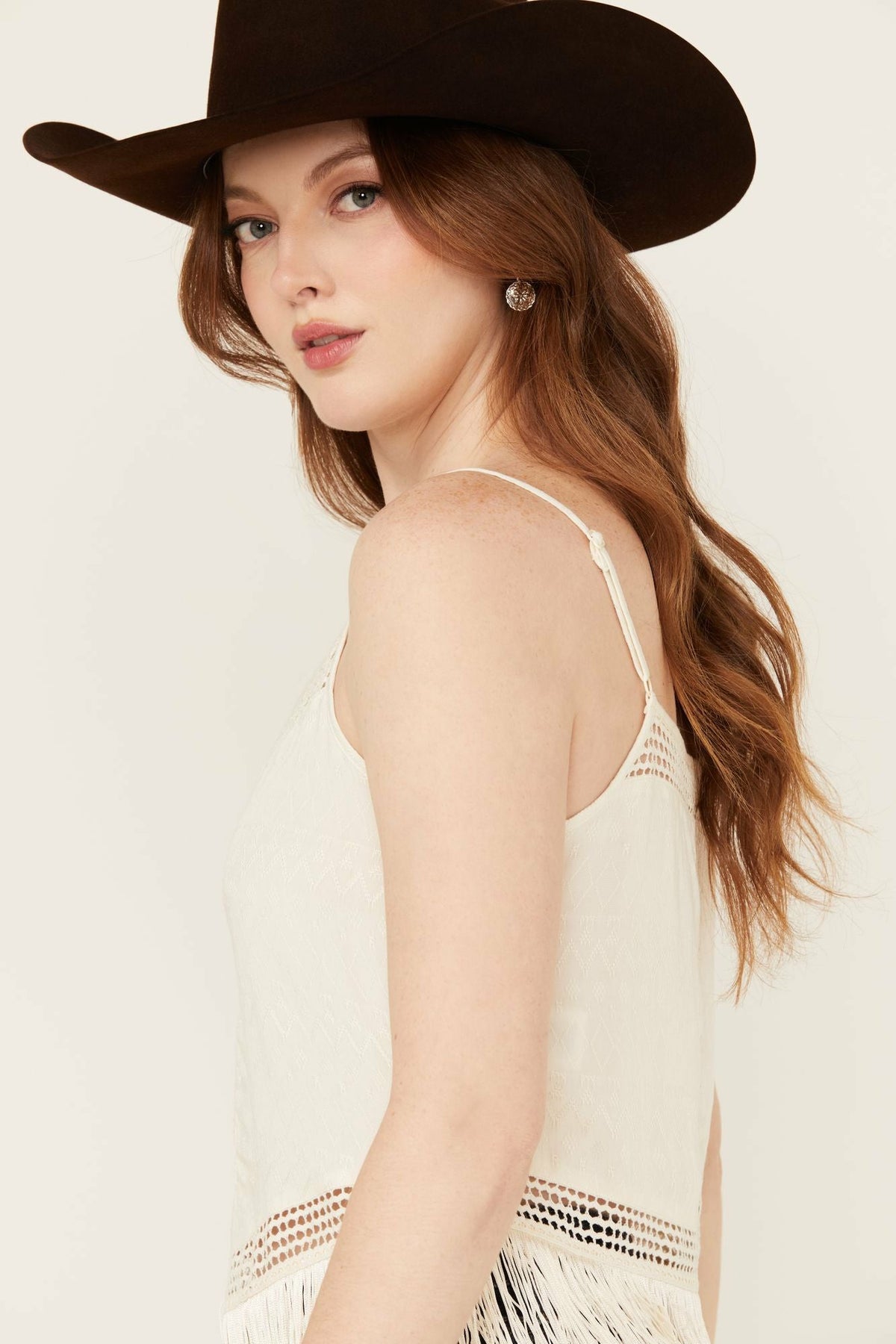 Idyllwind Women | Briarwick Jacquard Print Fringe And Lace Tank Top
