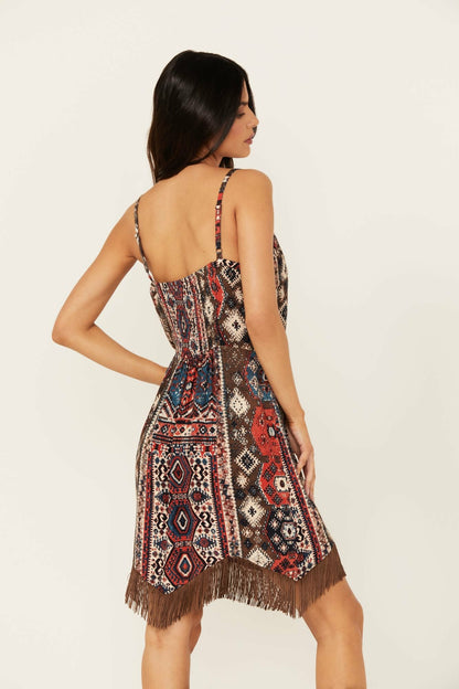 Idyllwind Women | Yearling Printed Fringe Slip Dress
