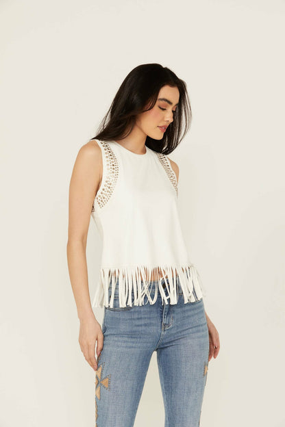 Idyllwind Women | Lillian Studded Fringe Faux Suede Tank Top