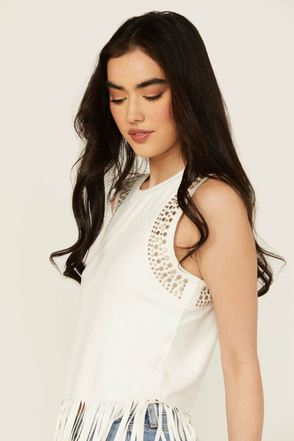 Idyllwind Women | Lillian Studded Fringe Faux Suede Tank Top