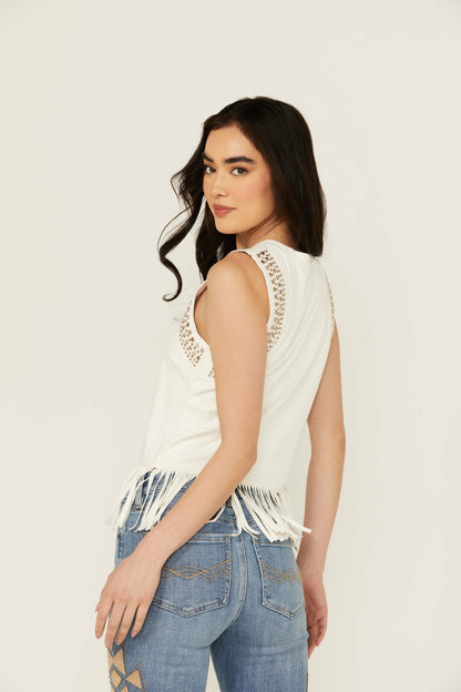 Idyllwind Women | Lillian Studded Fringe Faux Suede Tank Top