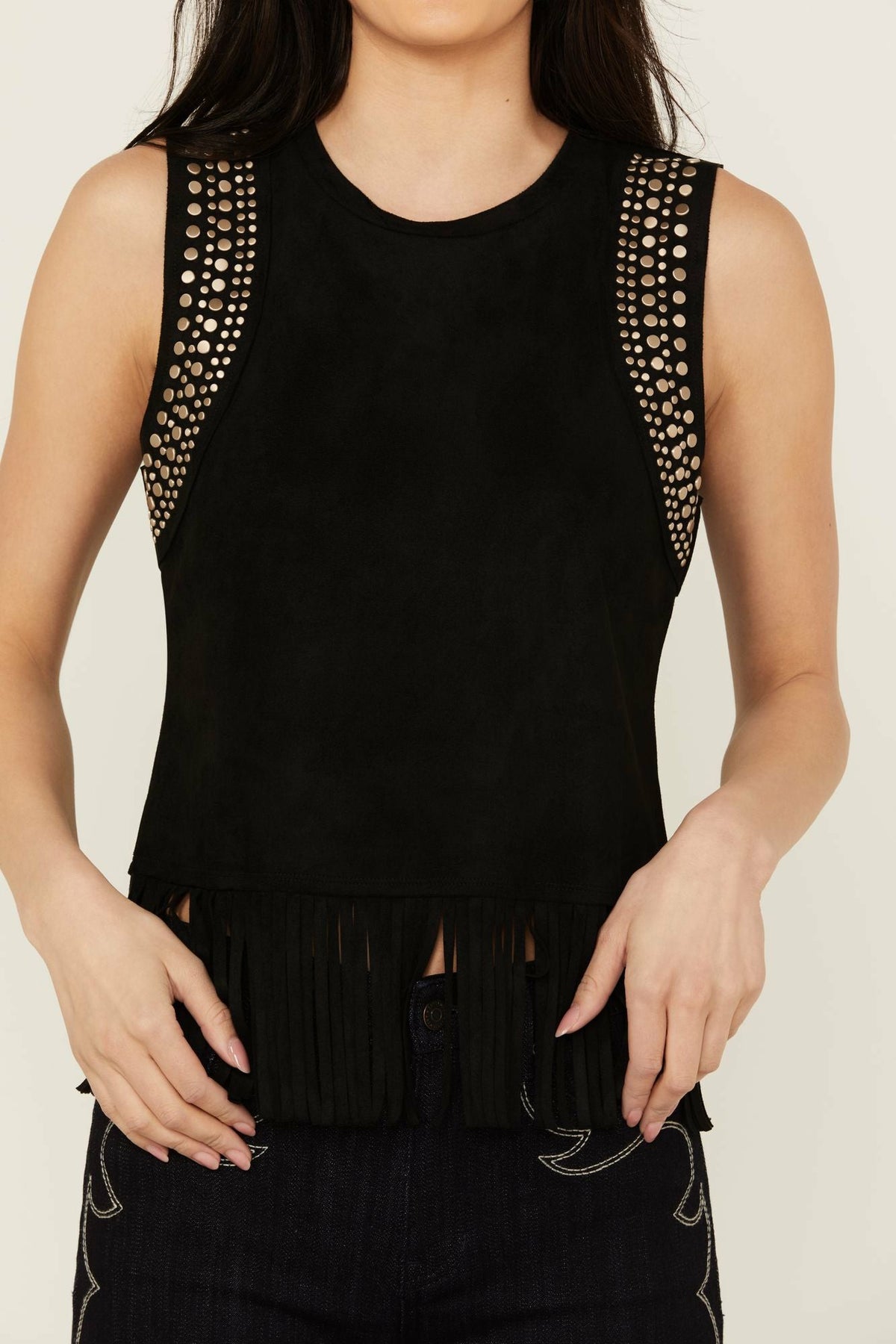 Idyllwind Women | Lillian Studded Fringe Faux Suede Tank Top