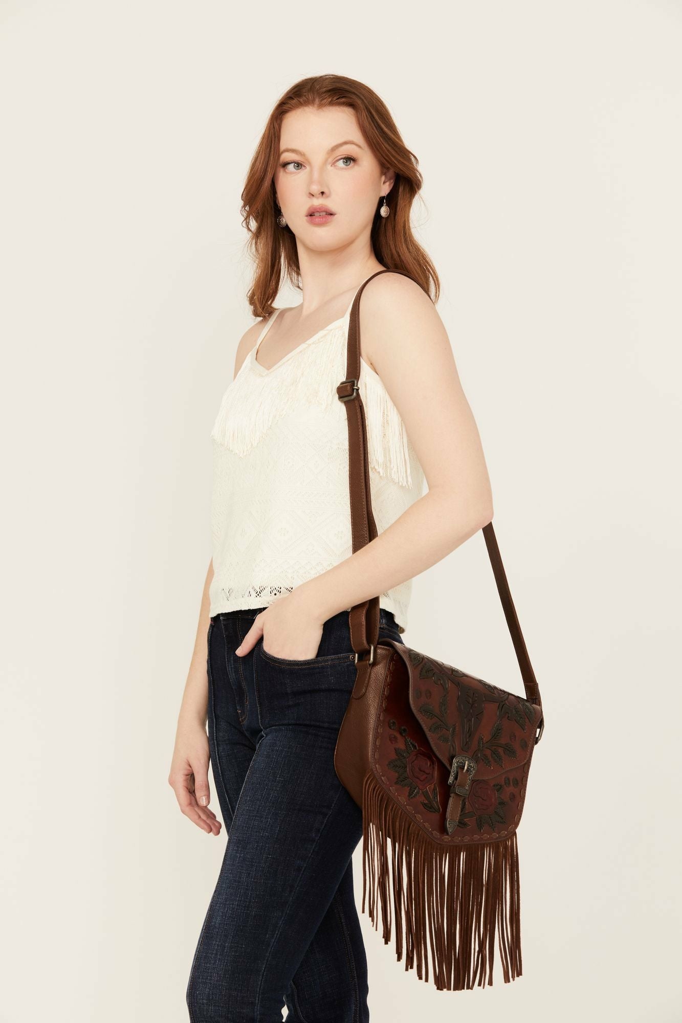 Idyllwind Women | Lenora Longhorn Tooled Leather Crossbody Bag
