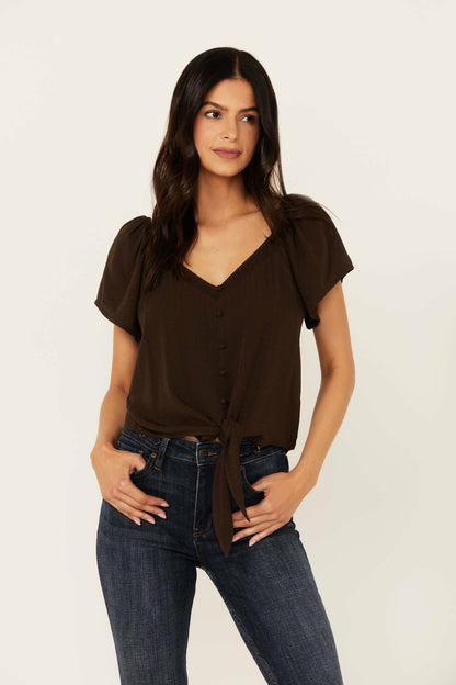 Idyllwind Women | Tern Flutter Sleeve Tie Front Top