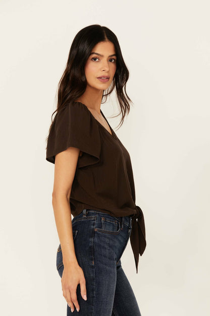 Idyllwind Women | Tern Flutter Sleeve Tie Front Top