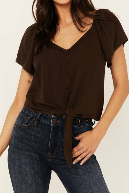 Idyllwind Women | Tern Flutter Sleeve Tie Front Top