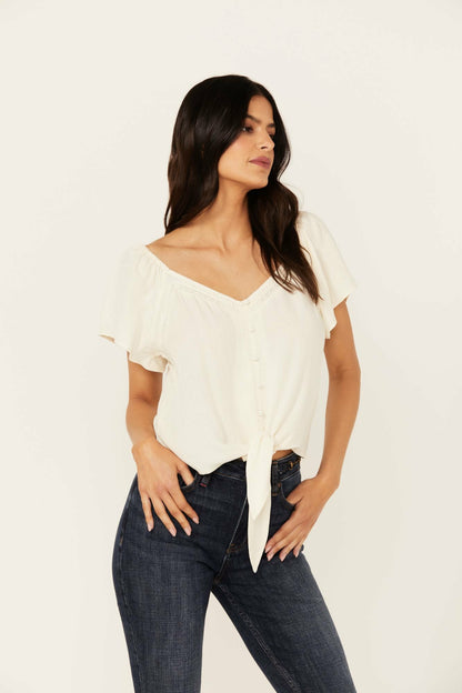 Idyllwind Women | Tern Flutter Sleeve Tie Front Top