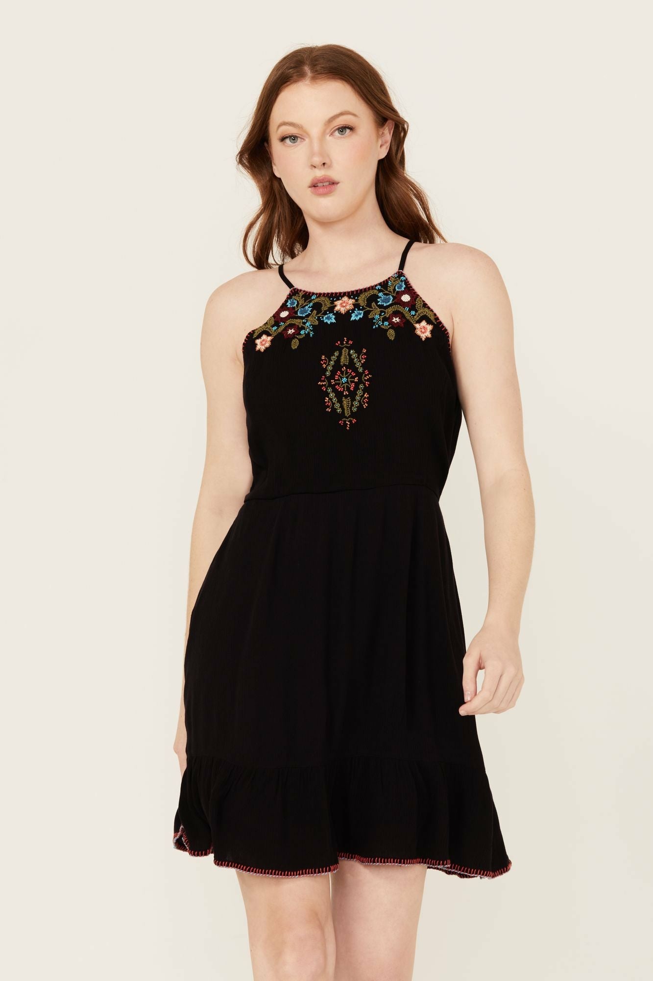 Idyllwind Women | Wolfeboro Embroidered And Beaded Halter Mini Dress
