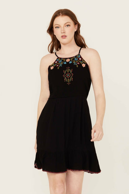 Idyllwind Women | Wolfeboro Embroidered And Beaded Halter Mini Dress