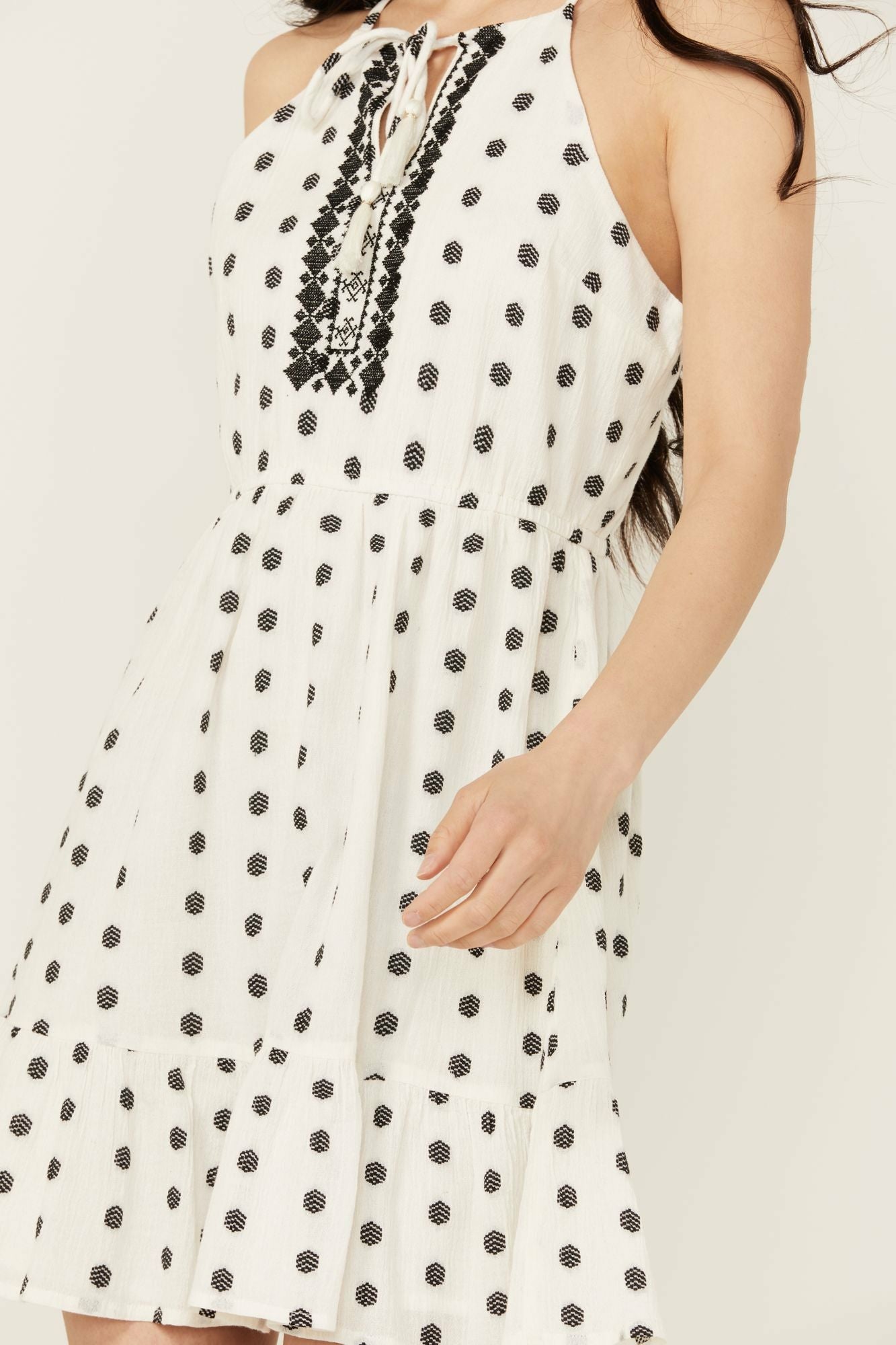 Idyllwind Women | Zelida Embroidered Halter Neck Mini Dress