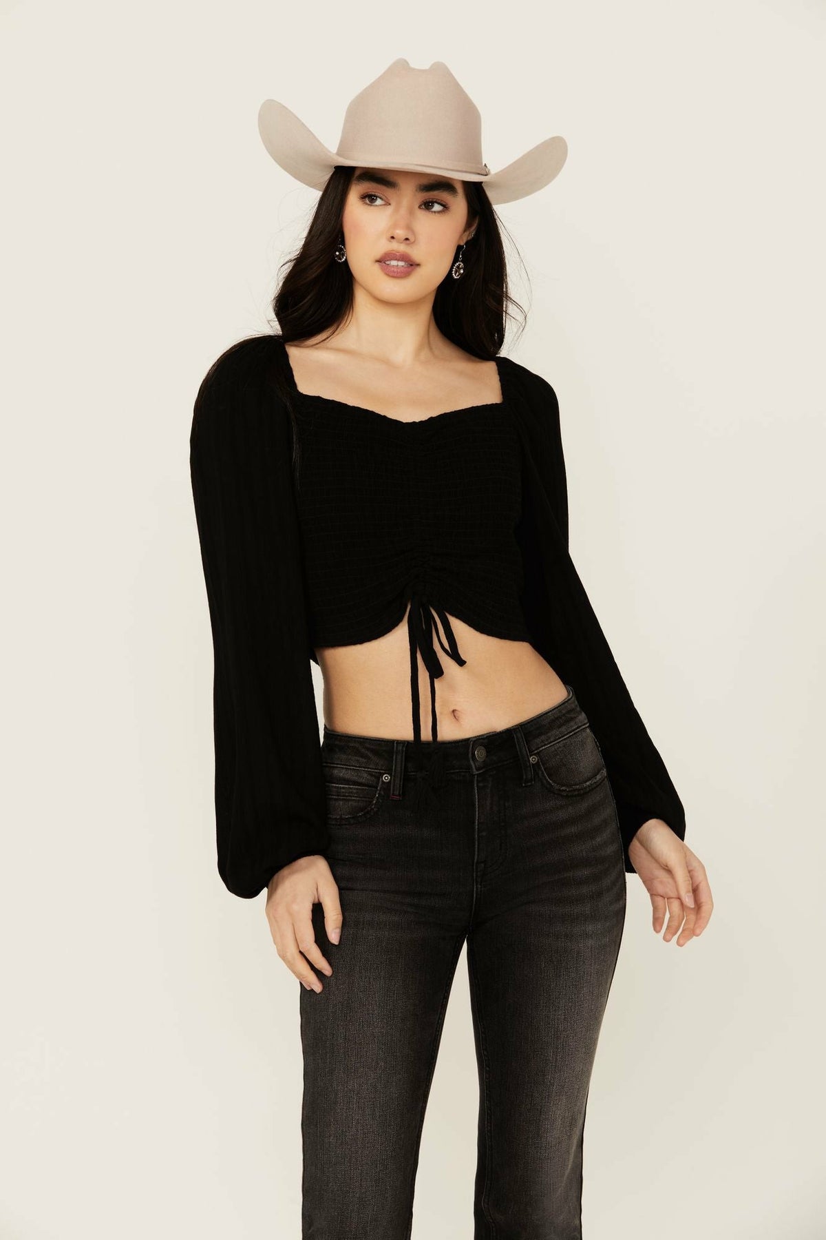 Idyllwind Women | Hazel Smocked Long Sleeve Cropped Blouse