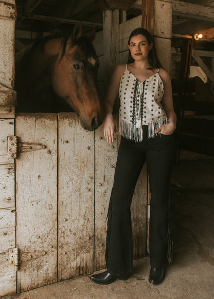 Idyllwind Women | Sunnett Embroidered Fringe Hanky Hem Tank