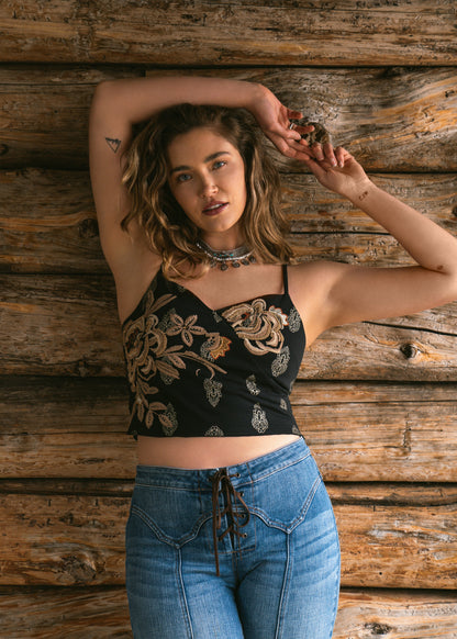Idyllwind Women | Jessamine Embroidered Beaded Crop Top