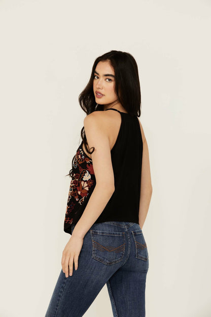 Idyllwind Women | Scrolling Floral Haze Embroidered Sleeveless Top