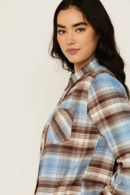Idyllwind Women | Lane Plaid Print Long Sleeve Snap Flannel Shirt