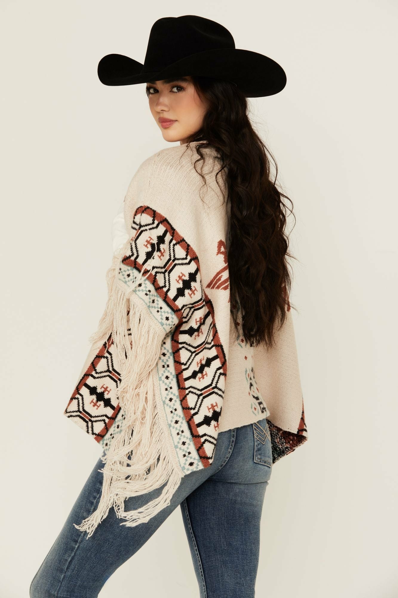 Idyllwind Women | Flyaway Southwestern Print Fringe Button-Down Poncho
