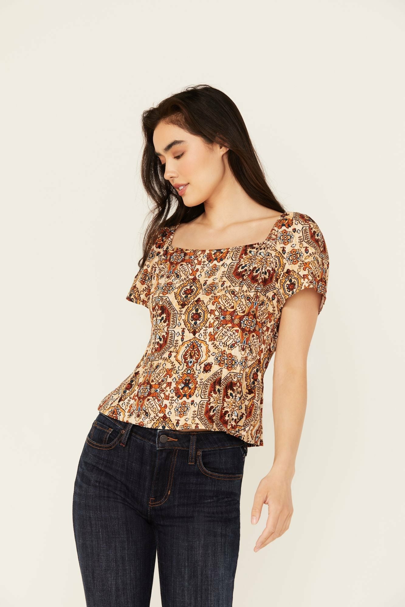 Idyllwind Women | Slaydon Tapestry Print Short Sleeve Shirt