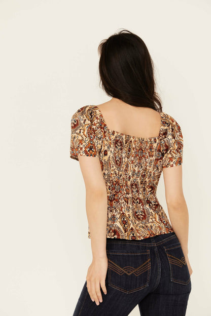 Idyllwind Women | Slaydon Tapestry Print Short Sleeve Shirt